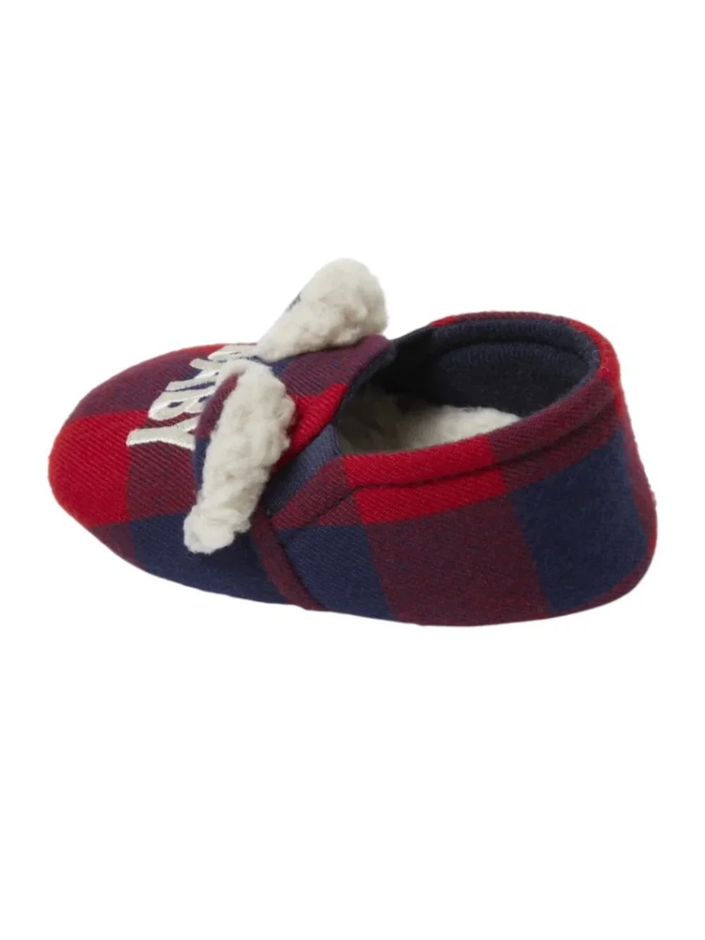 Dearfoams Cozy Comfort Baby Size 5-6 Slippers Baby Bear Plaid Flannel Lining